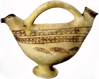 10. سفالینه‌ی هزاره‌ی چهارم پ.م.، تل باکون (موزه‌ی ملی ایران)